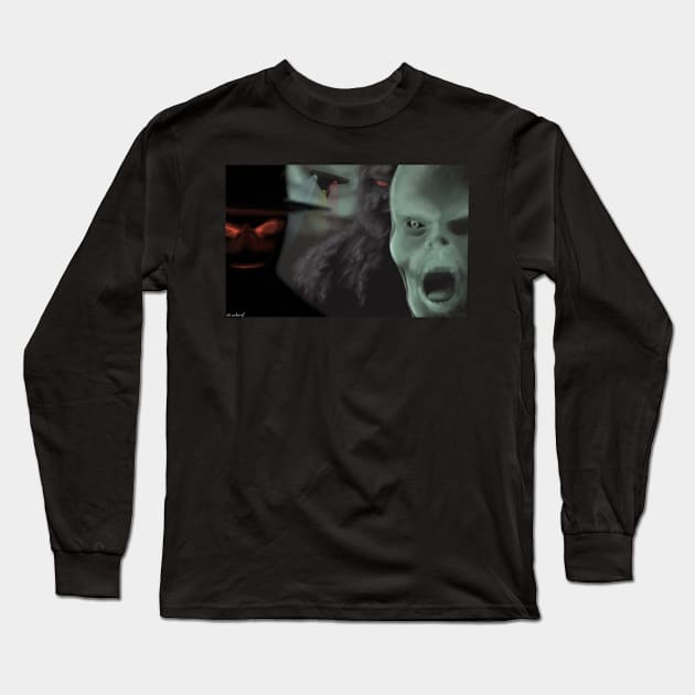 Bumps in the Night Long Sleeve T-Shirt by PulpAfflictionArt79